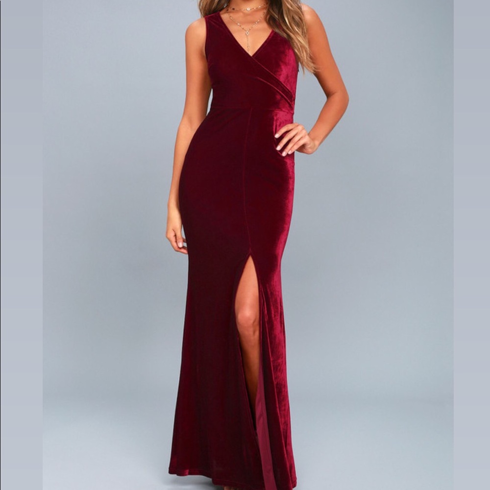Long velvet burgundy dress